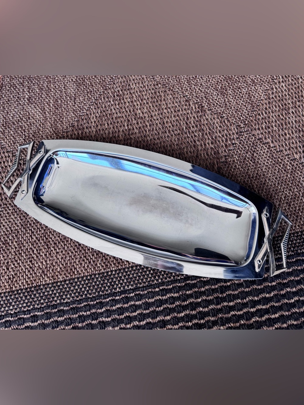 Kromex Chrome Bread Serving Tray MCM Mid Century Modern